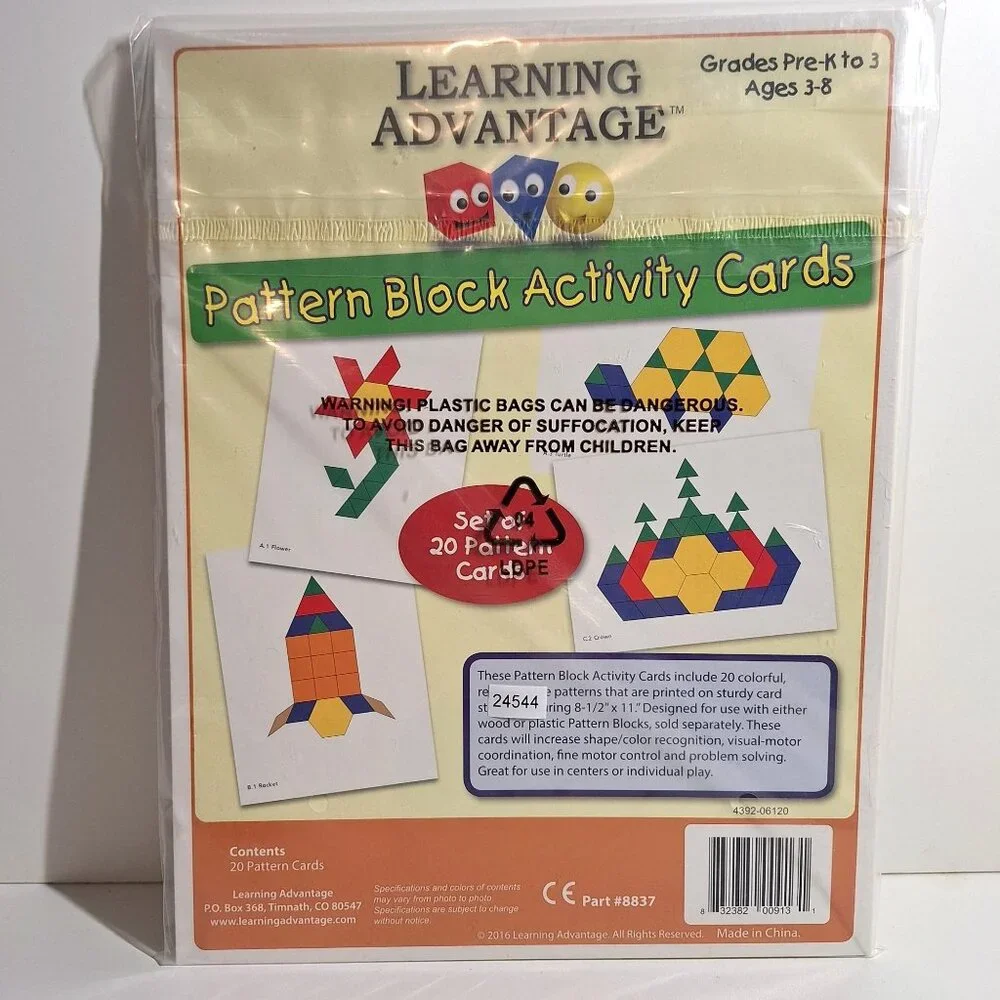Pattern Block Activity Cards Tangrams Pre K Grade 3 Shapes Learning Advantage - Picture 1 of 7